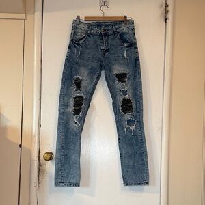 CNC Jeans Distressed Ripped Cotton Denim Skinny Fit Jeans | Women's 31Wx27L